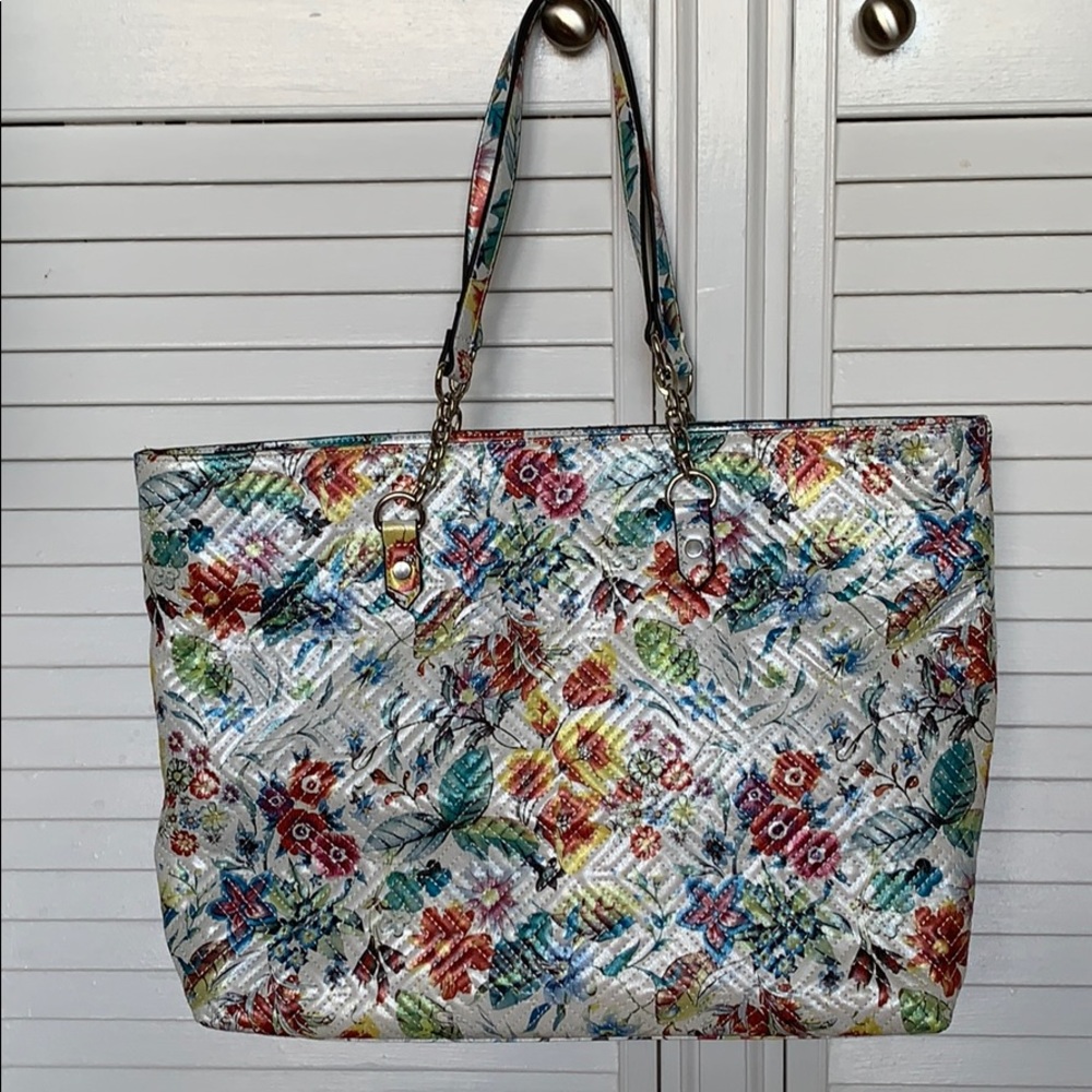 INC Quinn Quilted Floral padded laptop Large Tote - Picture 3 of 6